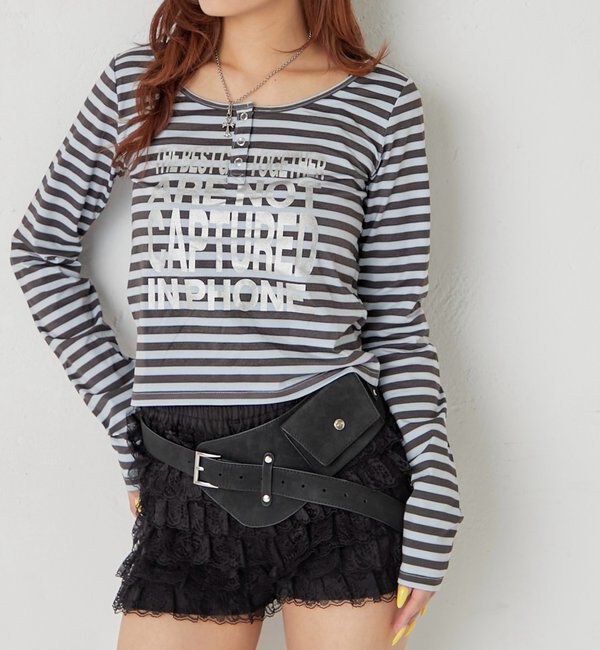  「【WEB限定】メッセージドットリングヘンリートップス」|Tシャツ・カットソー|サックスブルー