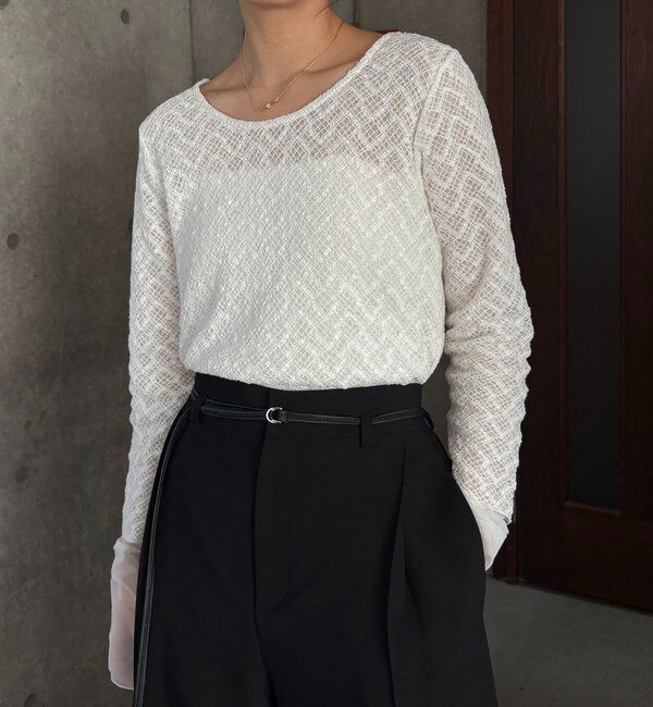  「袖シアーレースT」|Tシャツ・カットソー|