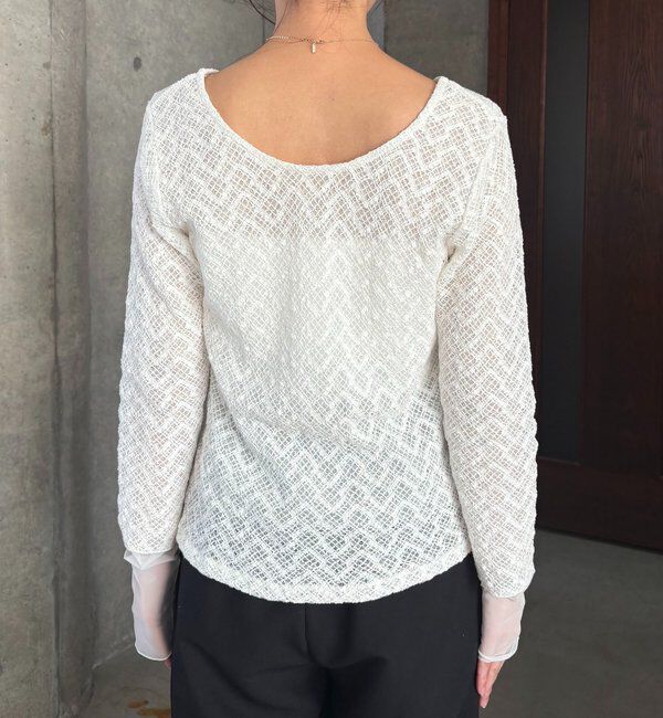  「袖シアーレースT」|Tシャツ・カットソー|