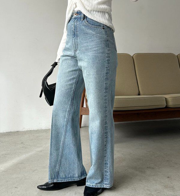  「【低身長サイズあり】セミフレアデニム」|デニム|