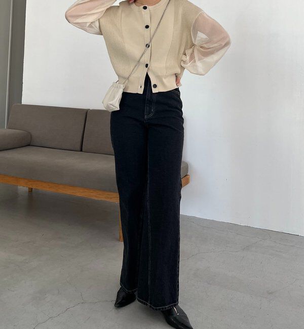  「【低身長サイズあり】セミフレアデニム」|デニム|