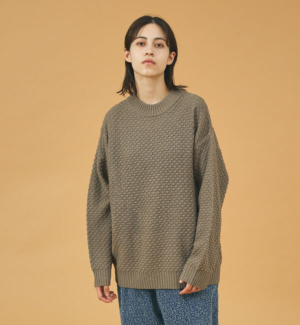ABAHOUSE「【WEB限定】リップル編みモックネックニット/ アンサンブル/ユニセックス/Re」|ニット・セーター|グレー