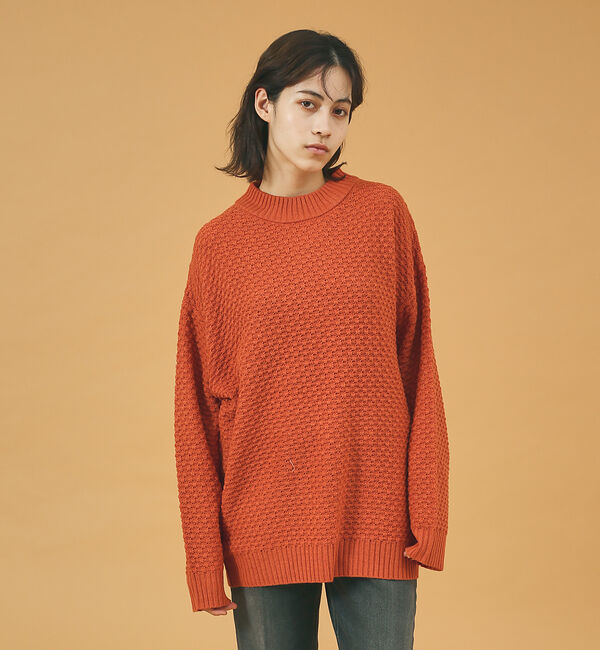ABAHOUSE「【WEB限定】リップル編みモックネックニット/ アンサンブル/ユニセックス/Re」|ニット・セーター|