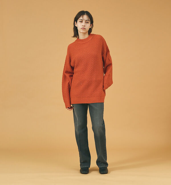 ABAHOUSE「【WEB限定】リップル編みモックネックニット/ アンサンブル/ユニセックス/Re」|ニット・セーター|