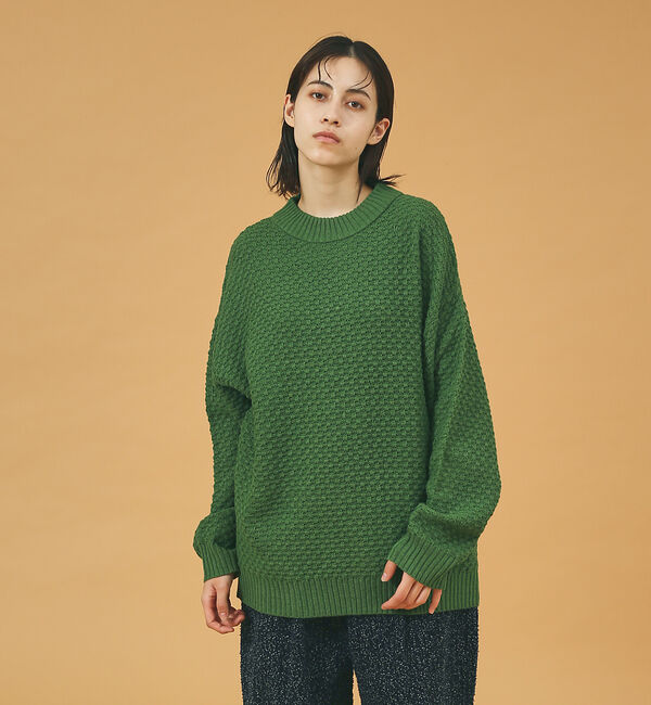 ABAHOUSE「【WEB限定】リップル編みモックネックニット/ アンサンブル/ユニセックス/Re」|ニット・セーター|グリーン