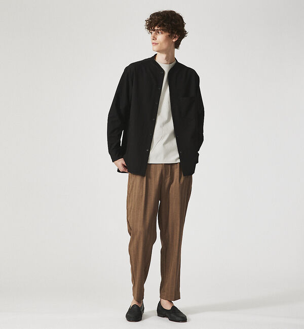 ABAHOUSE「【変形襟】シャンブレーツイル カラーレス シャツ / バンドカラーシャツ / 従」|シャツ・ブラウス|