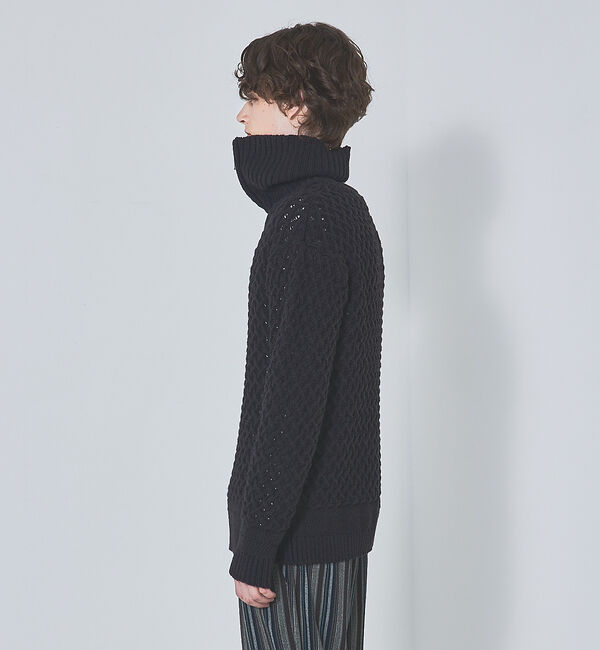 ABAHOUSE「【透かしケーブル】ハーフジップ ニット プルオーバー」|ニット・セーター|