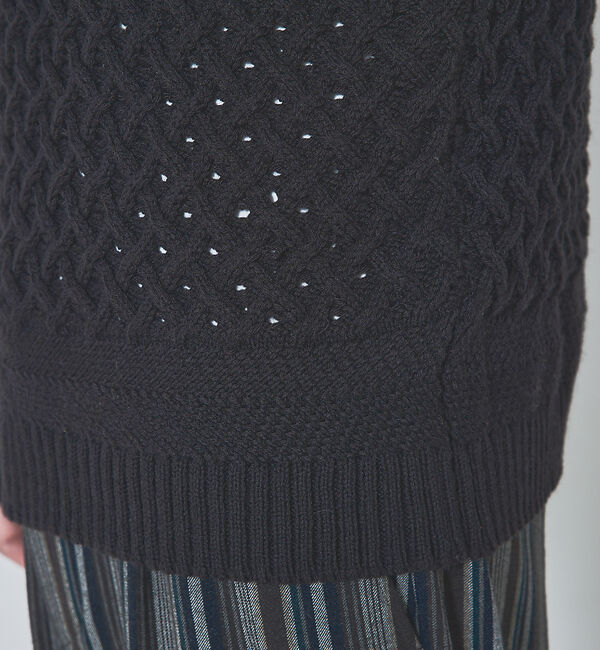 ABAHOUSE「【透かしケーブル】ハーフジップ ニット プルオーバー」|ニット・セーター|