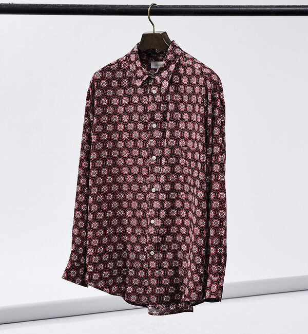 ABAHOUSE「フラワー小紋柄 長袖シャツ」|シャツ・ブラウス|ピンク