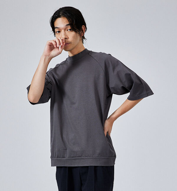 ABAHOUSE「【モックネック】度詰め天竺　ラグランスリーブＴシャツ」|Tシャツ・カットソー|グレー