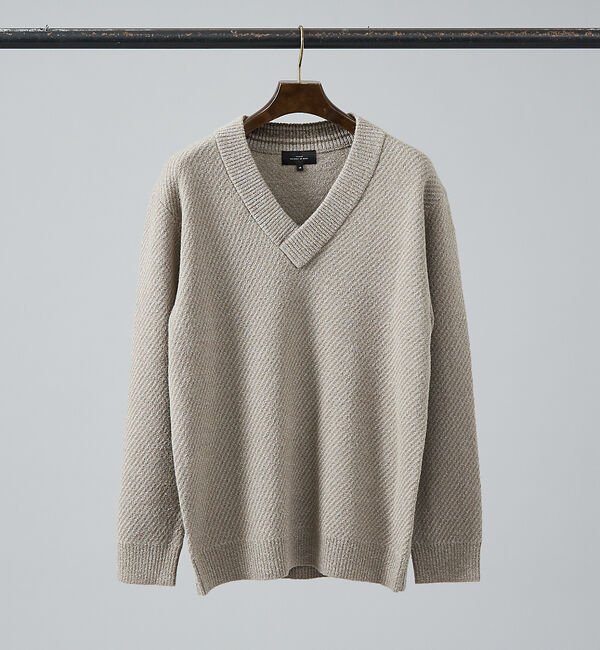 ABAHOUSE「ツイル柄 ブークレーVネックニット」|ニット・セーター|