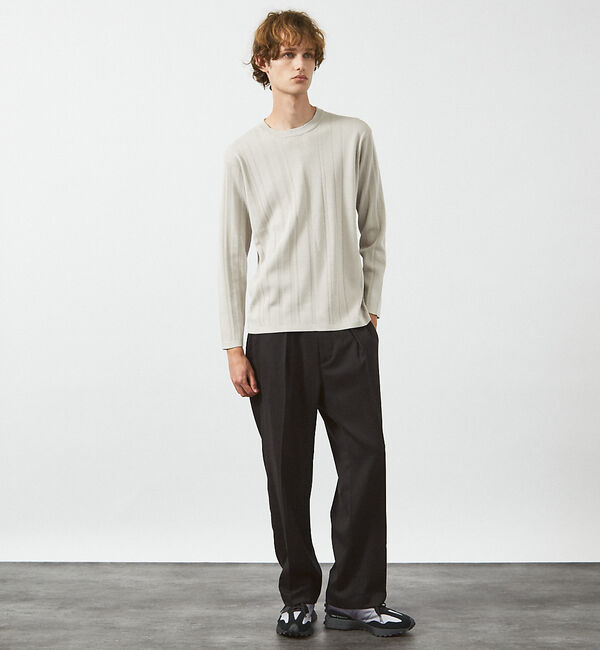 ABAHOUSE「ランダムストライプ 総針プルオーバーニット / クルーネック」|ニット・セーター|