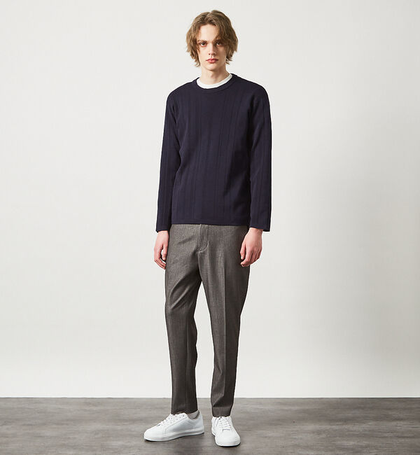 ABAHOUSE「ランダムストライプ 総針プルオーバーニット / クルーネック」|ニット・セーター|