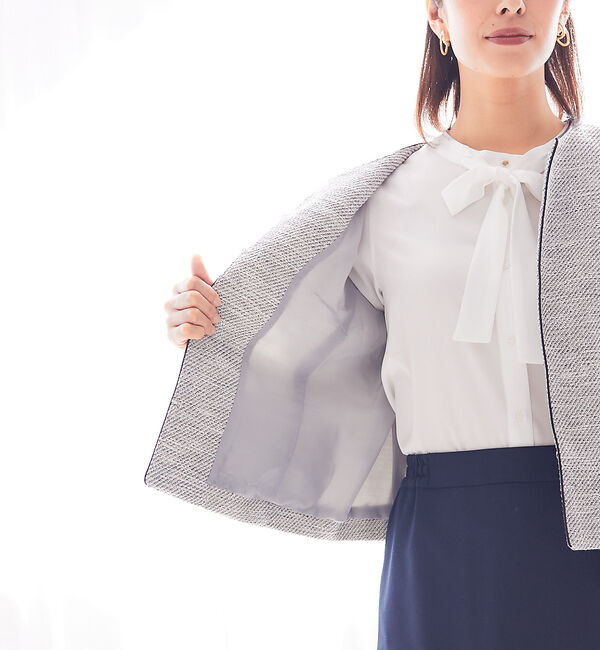 abahouse mavie「綾織ツイードジャケット」|ノーカラージャケット|