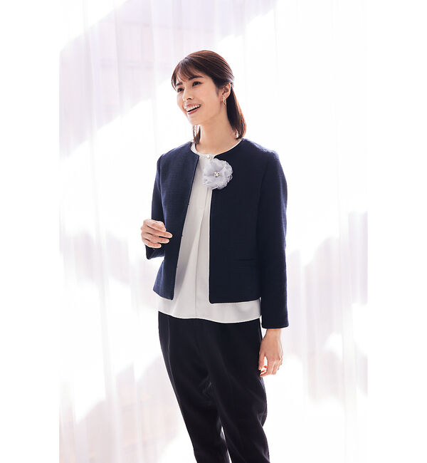 abahouse mavie「綾織ツイードジャケット」|ノーカラージャケット|