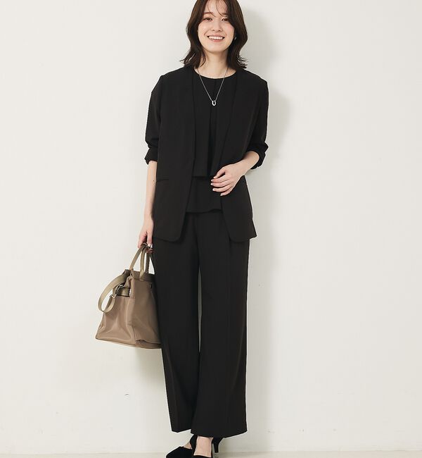 abahouse mavie「【２点セットアップ/エニデイカセット・サマー】ジョーゼット ジャケット＆パンツセ」|ノーカラージャケット|