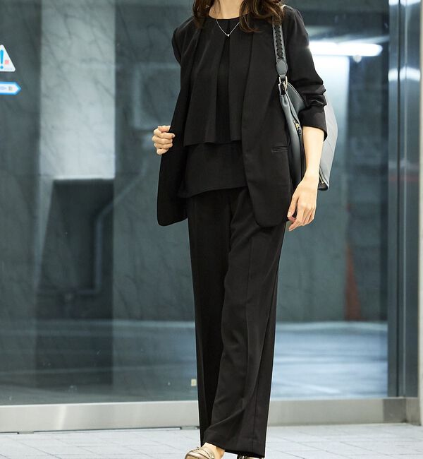 abahouse mavie「【２点セットアップ/エニデイカセット・サマー】ジョーゼット ジャケット＆パンツセ」|ノーカラージャケット|