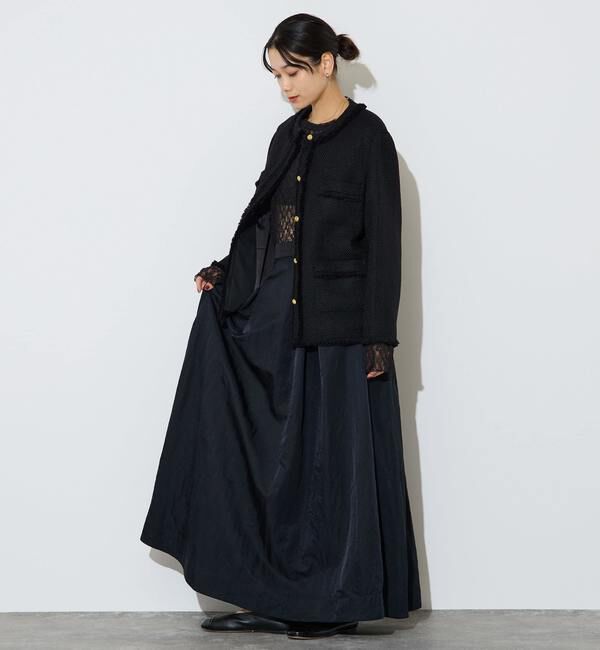 Liesse「フリンジノーカラーツイードジャケット」|ノーカラージャケット|