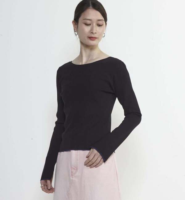 Soffitto「バックオープンボートネックニット」|ニット・セーター|ブラック