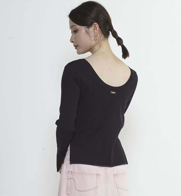 Soffitto「バックオープンボートネックニット」|ニット・セーター|