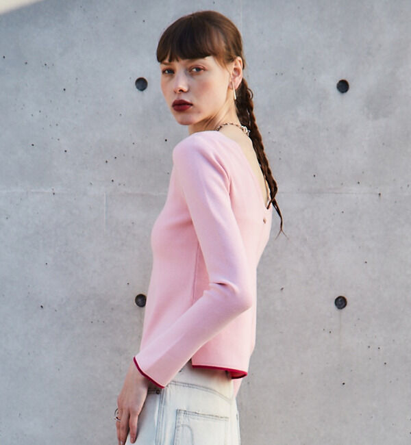 Soffitto「バックオープンボートネックニット」|ニット・セーター|