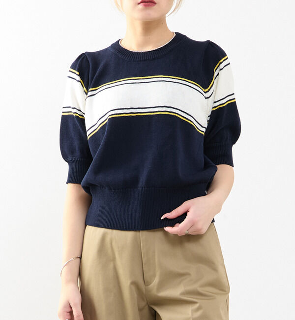 SOFFITTO「パフスリーブニット」|ニット・セーター|ネイビー