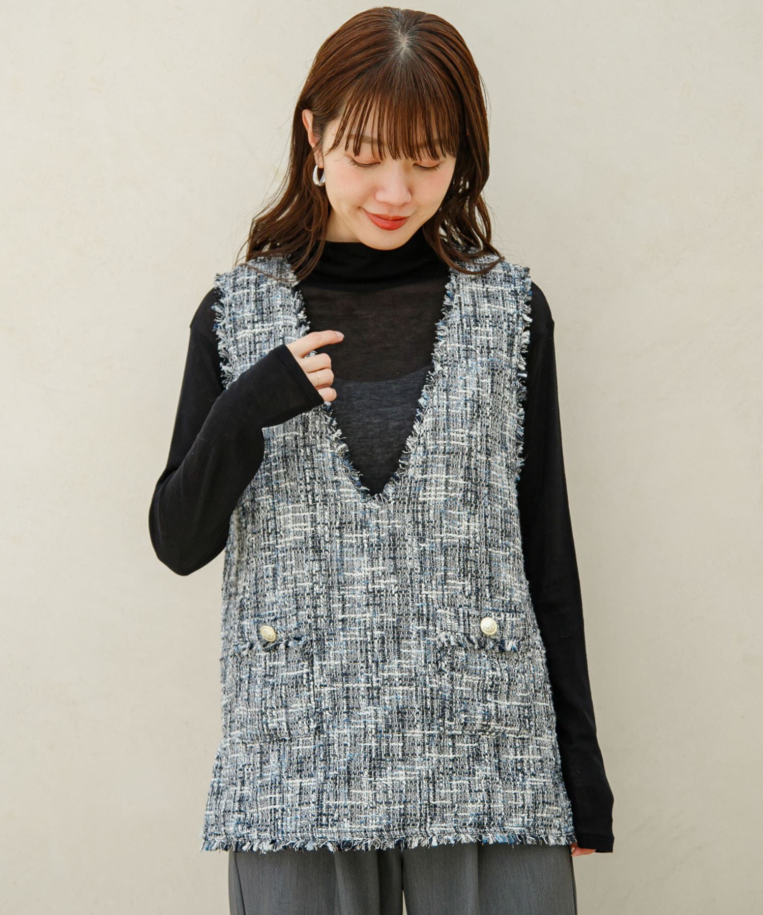 Sonny Label 「『WEB/一部店舗限定』ツイードVネックベスト」|ベスト・ジレ|