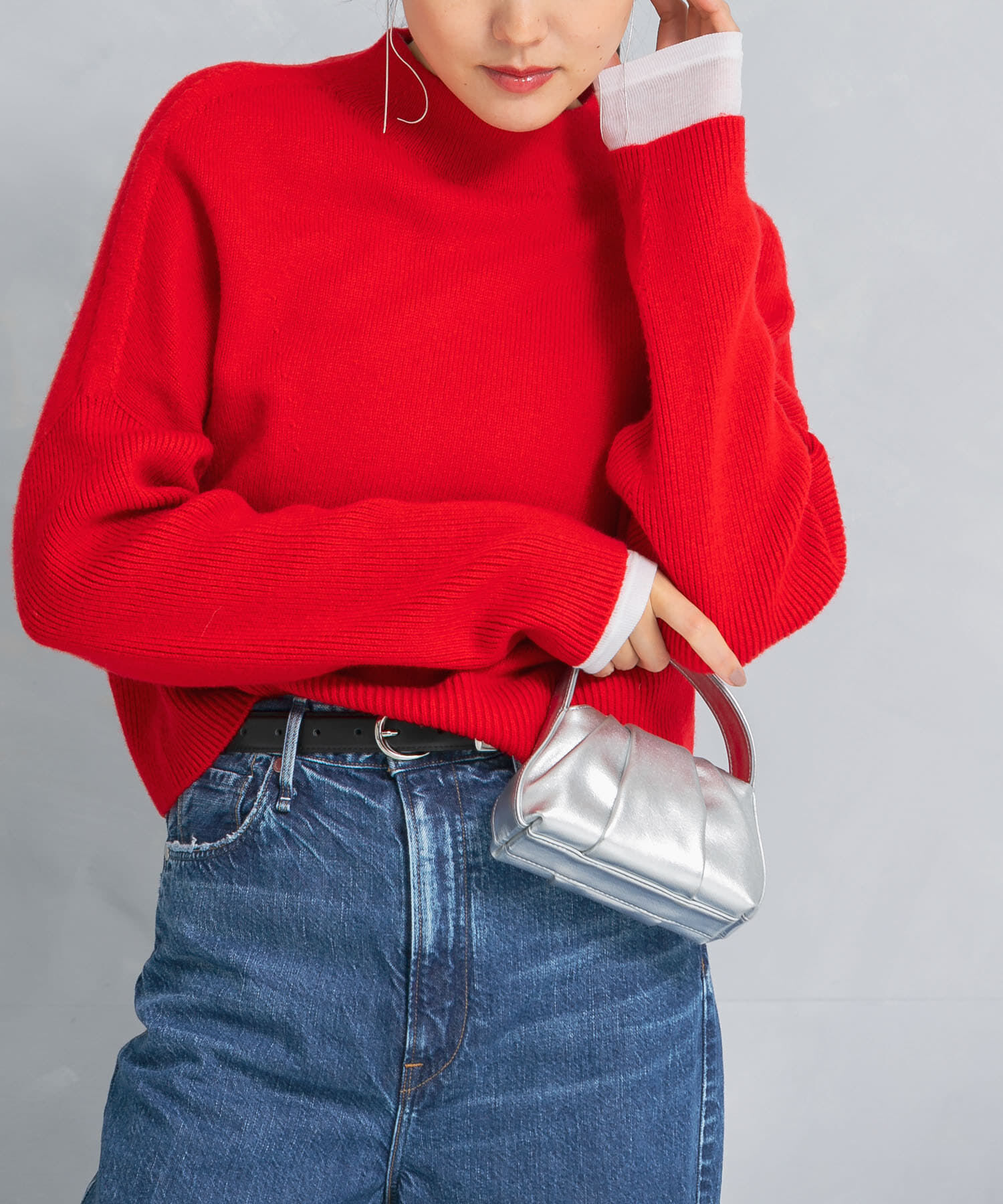 URBAN RESEARCH ROSSO「ショートハイネックホールニット」|ニット・セーター|