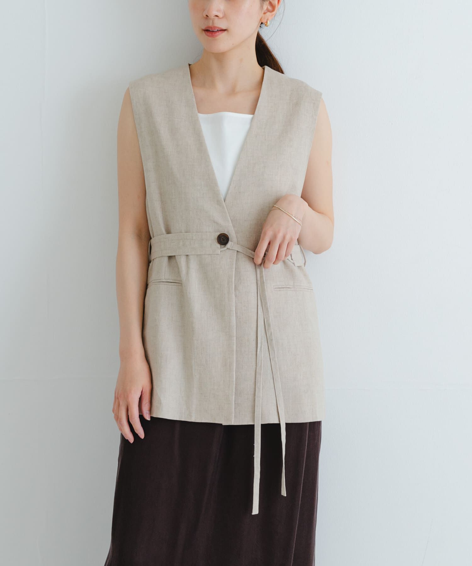 URBAN RESEARCH「ベルトデザインリネンジレ」|ベスト・ジレ|