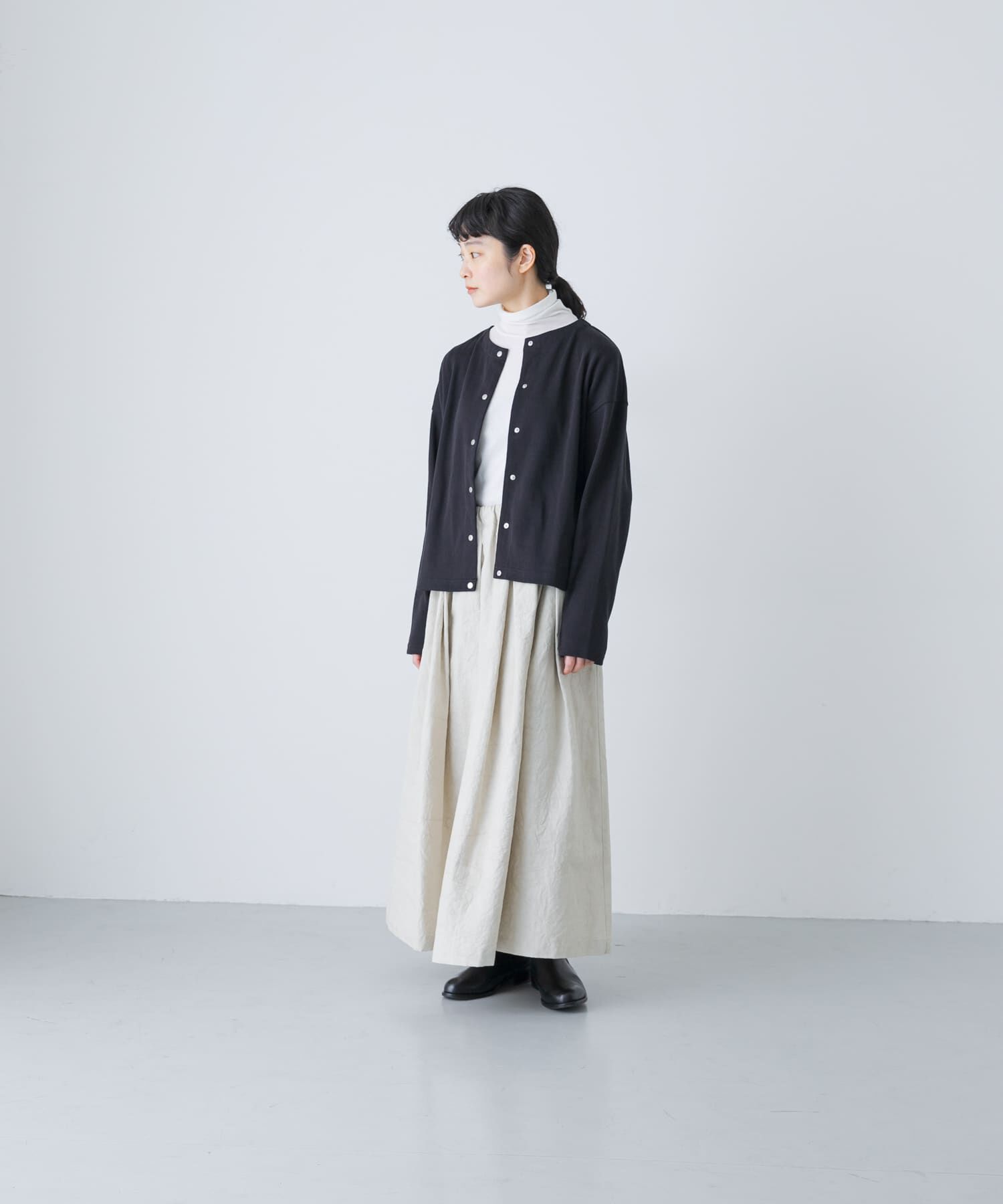 かぐれ「コットンフライススナップカーディガン」|カーディガン|