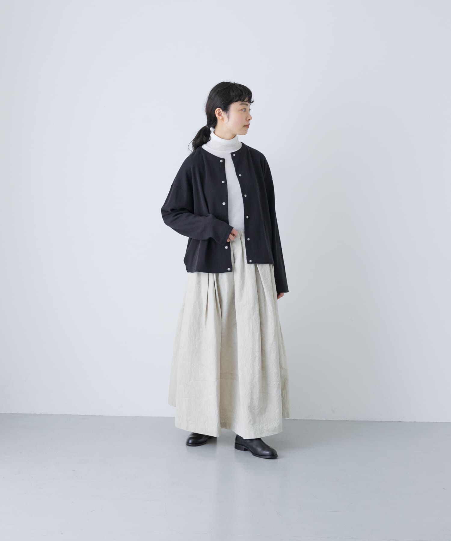 かぐれ「コットンフライススナップカーディガン」|カーディガン|