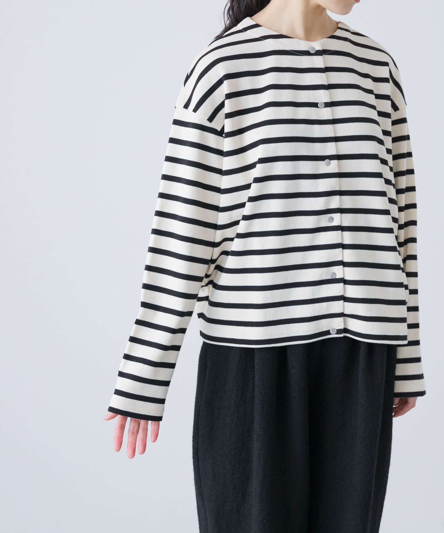 かぐれ「コットンフライススナップカーディガン」|カーディガン|