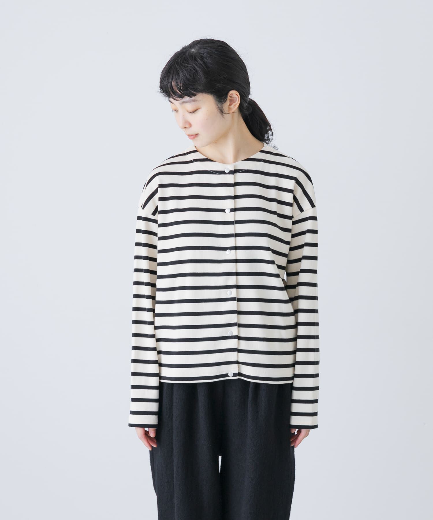 かぐれ「コットンフライススナップカーディガン」|カーディガン|