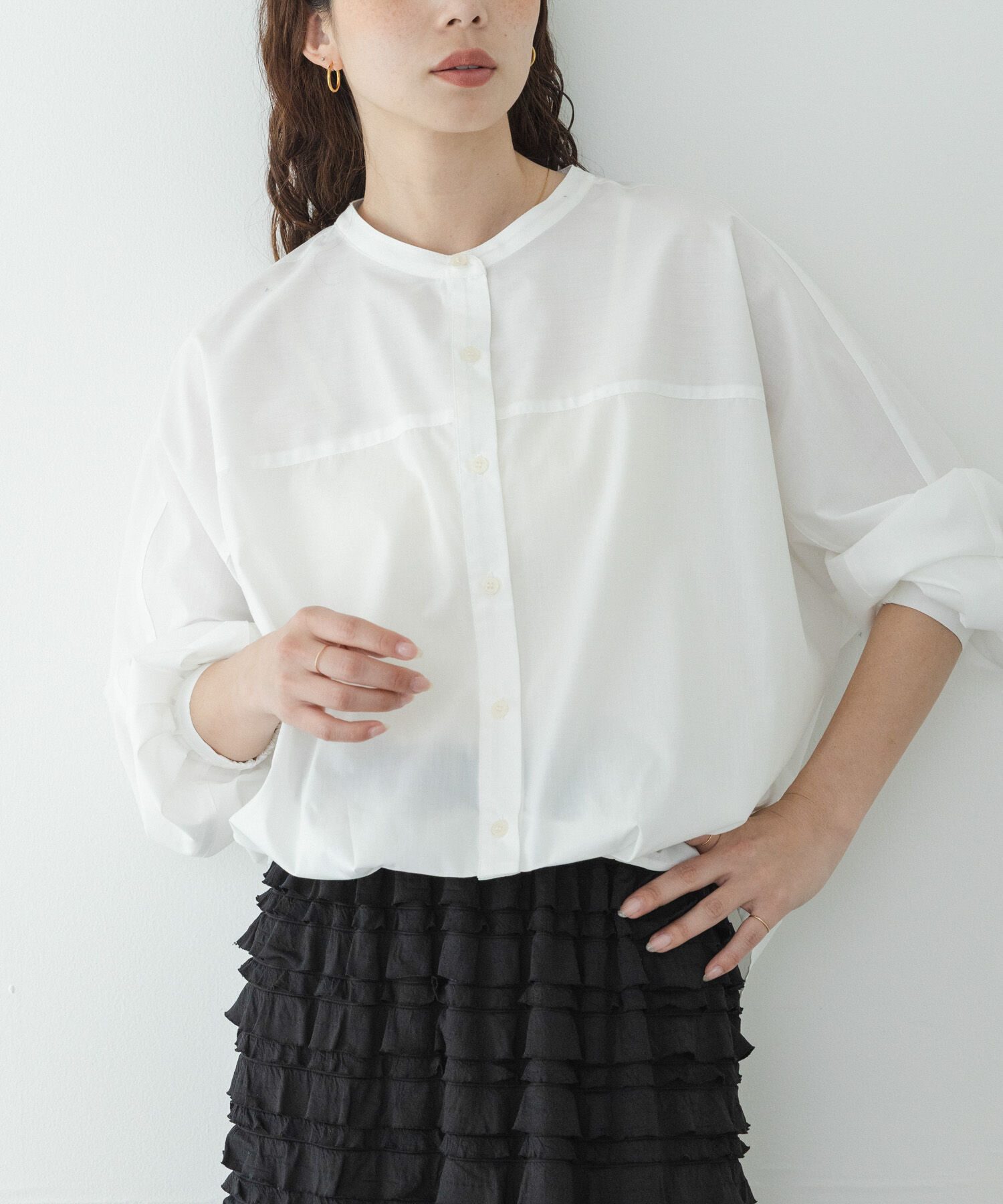 Sonny Label 「『WEB限定』フロントタックバンドカラーシャツ」|シャツ・ブラウス|ホワイト