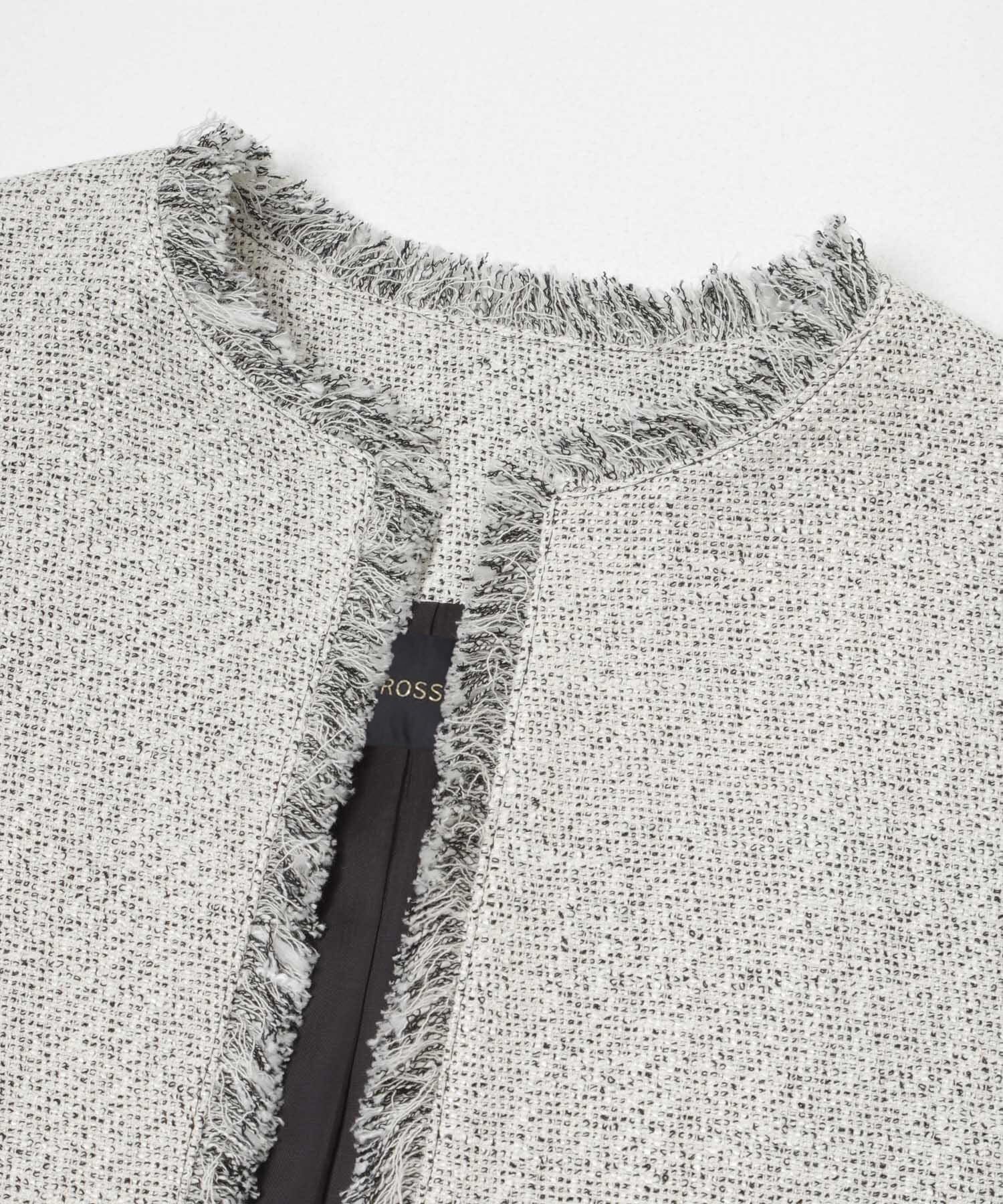 URBAN RESEARCH ROSSO「ツイードショートジャケット」|ノーカラージャケット|