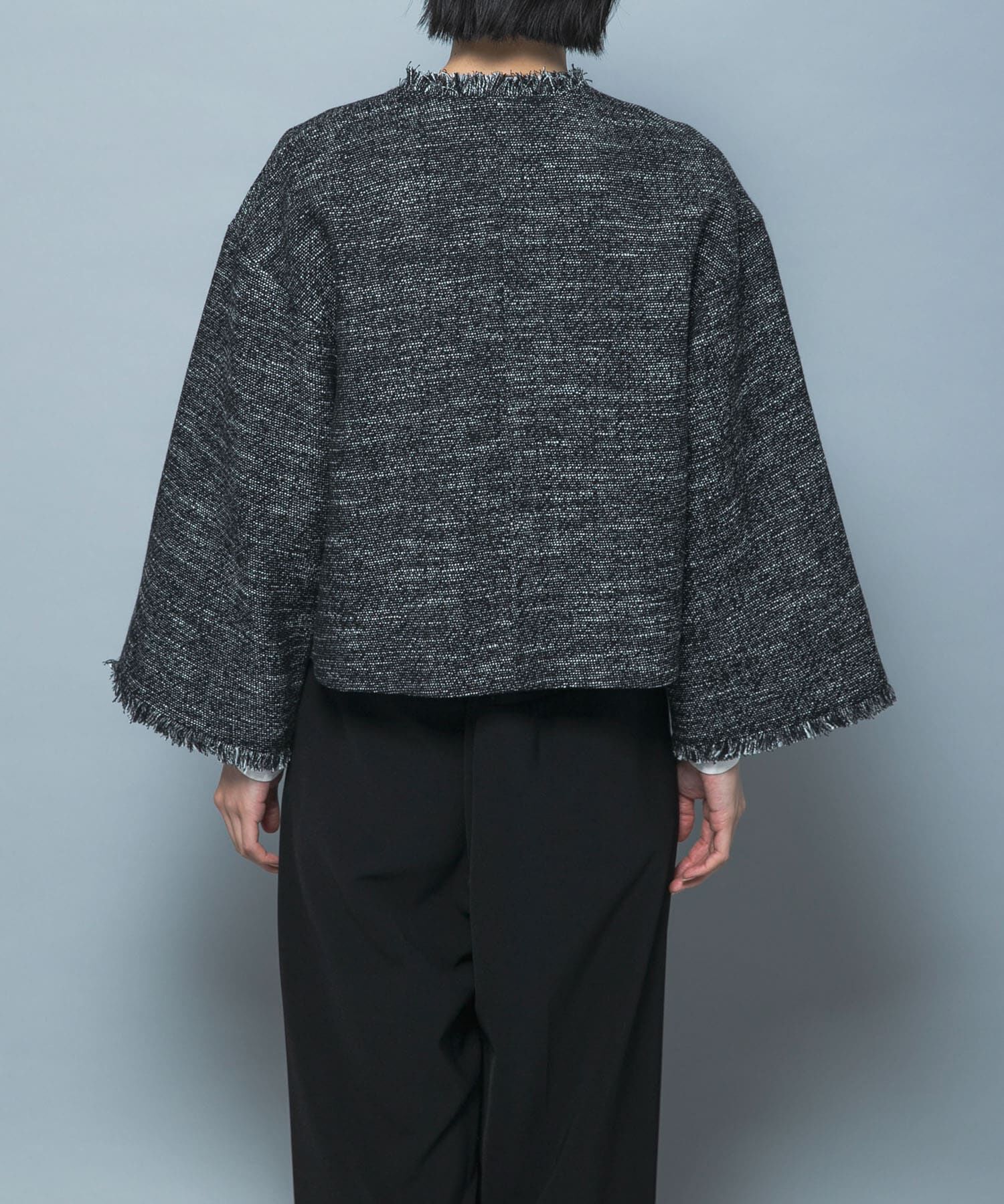 URBAN RESEARCH ROSSO「ツイードショートジャケット」|ノーカラージャケット|