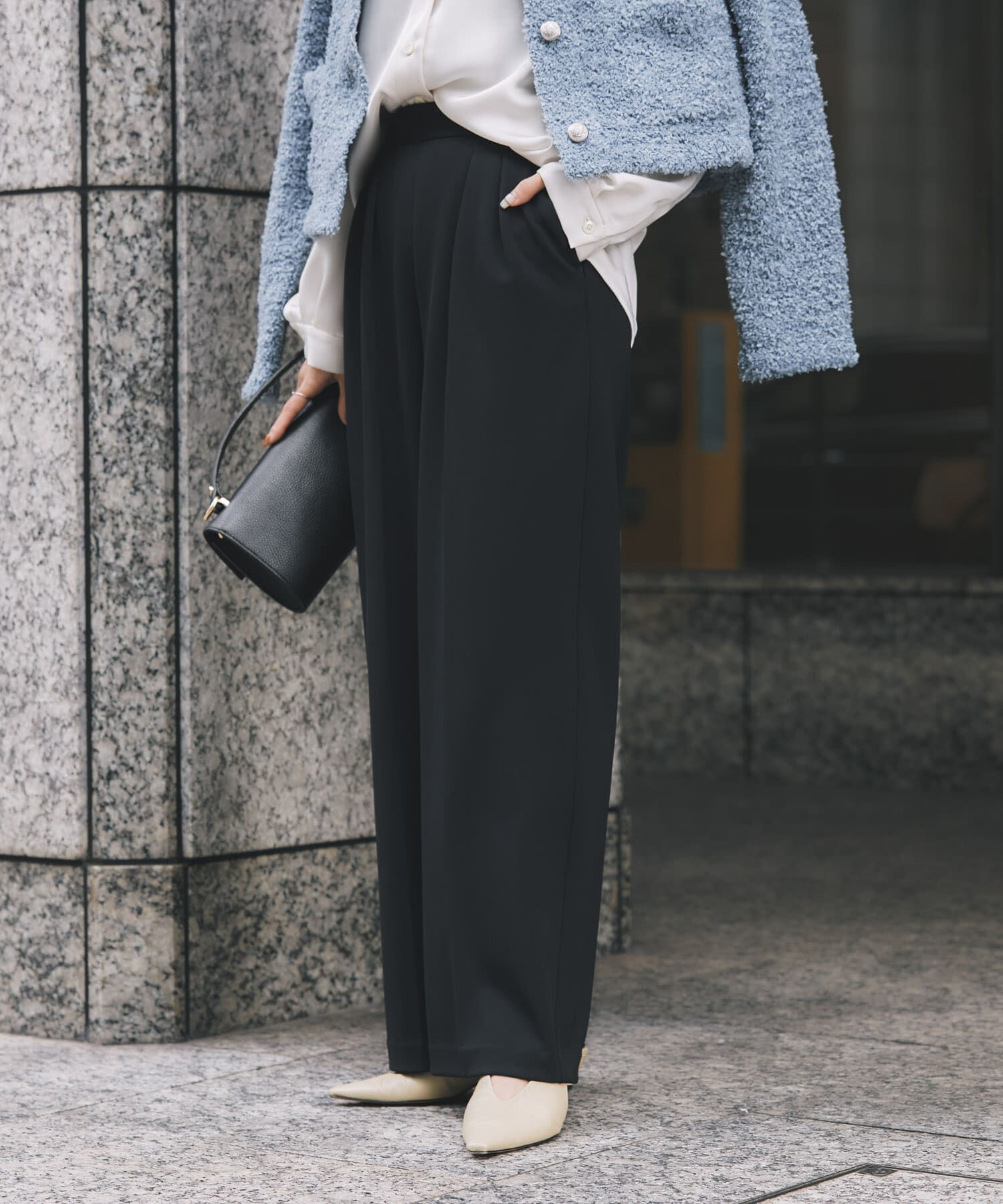 URBAN RESEARCH ROSSO「ストレッチツイルタックストレートパンツ」|その他|ブラック