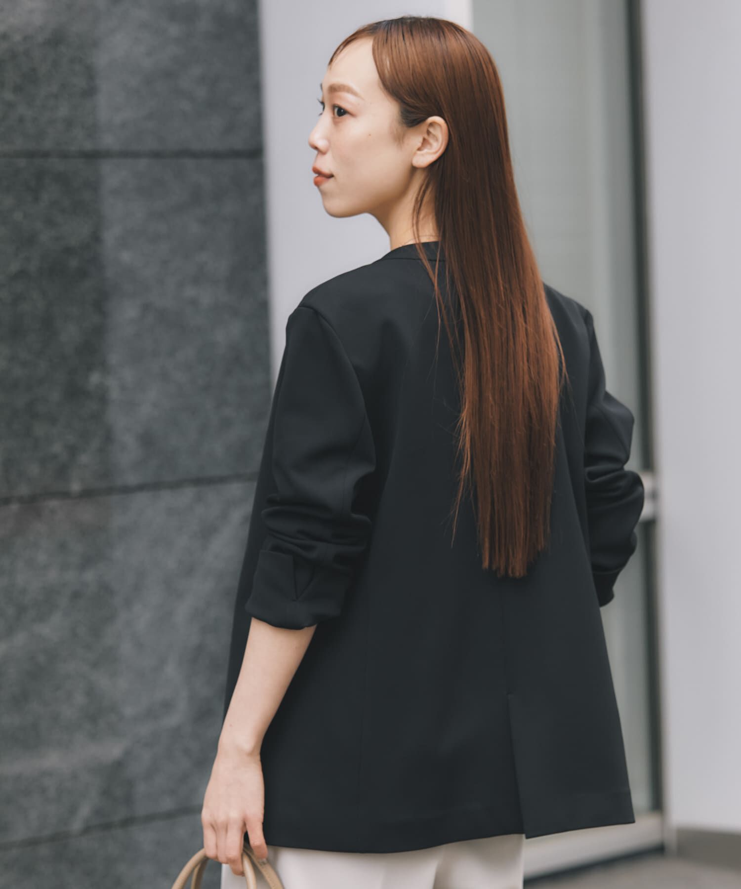 URBAN RESEARCH ROSSO「ストレッチツイルノーカラージャケット」|ノーカラージャケット|