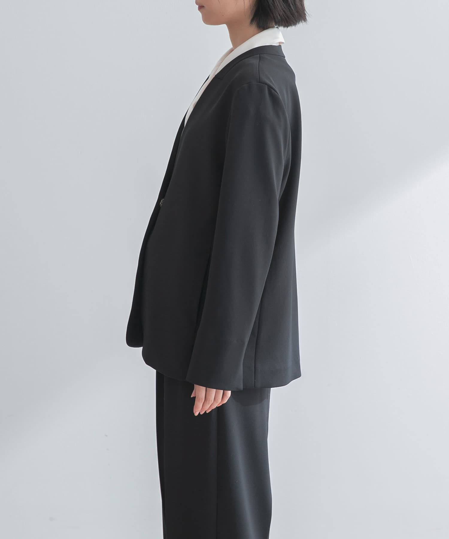 URBAN RESEARCH ROSSO「ストレッチツイルノーカラージャケット」|ノーカラージャケット|