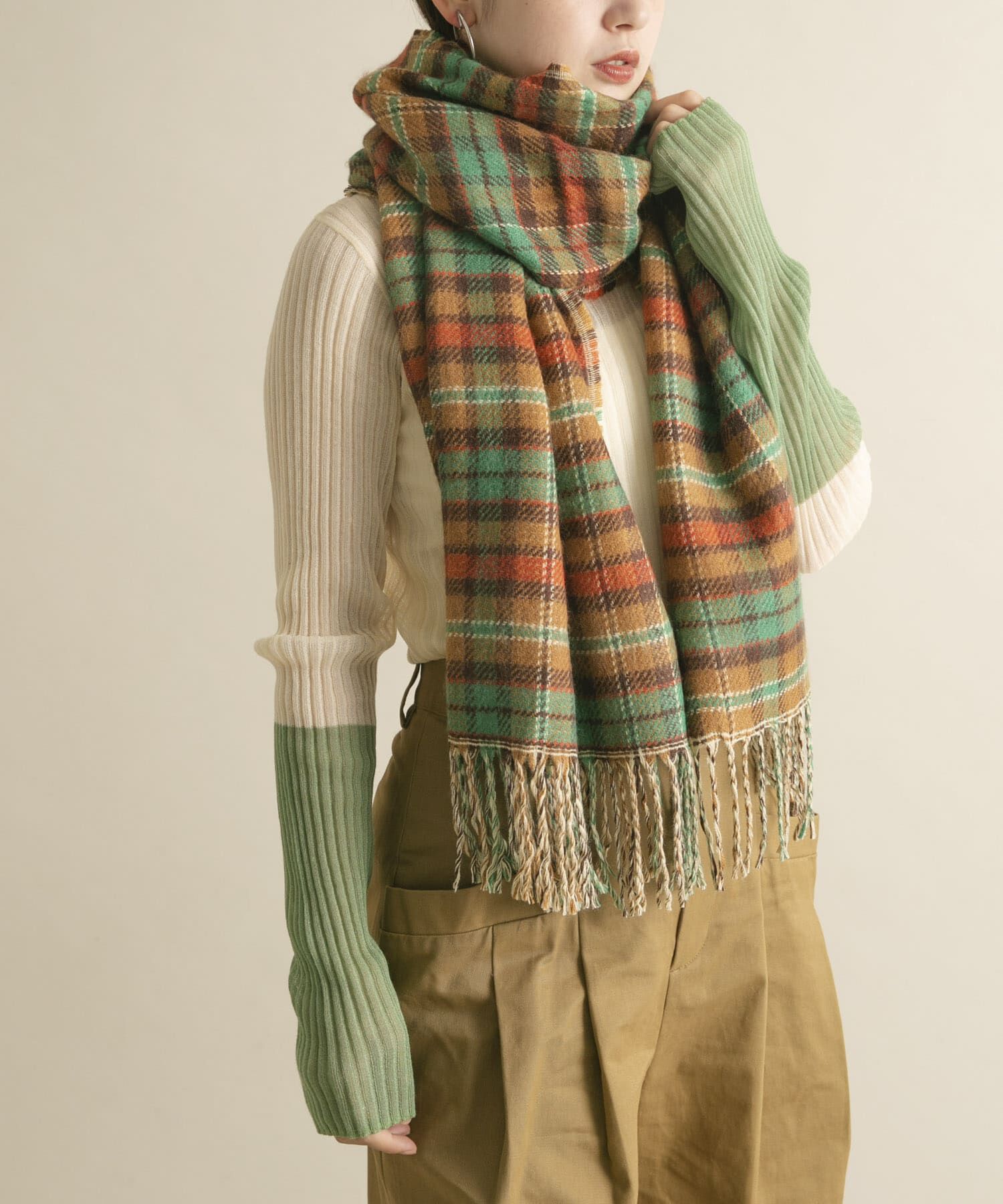  「リバーシブルチェックストール」|マフラー|