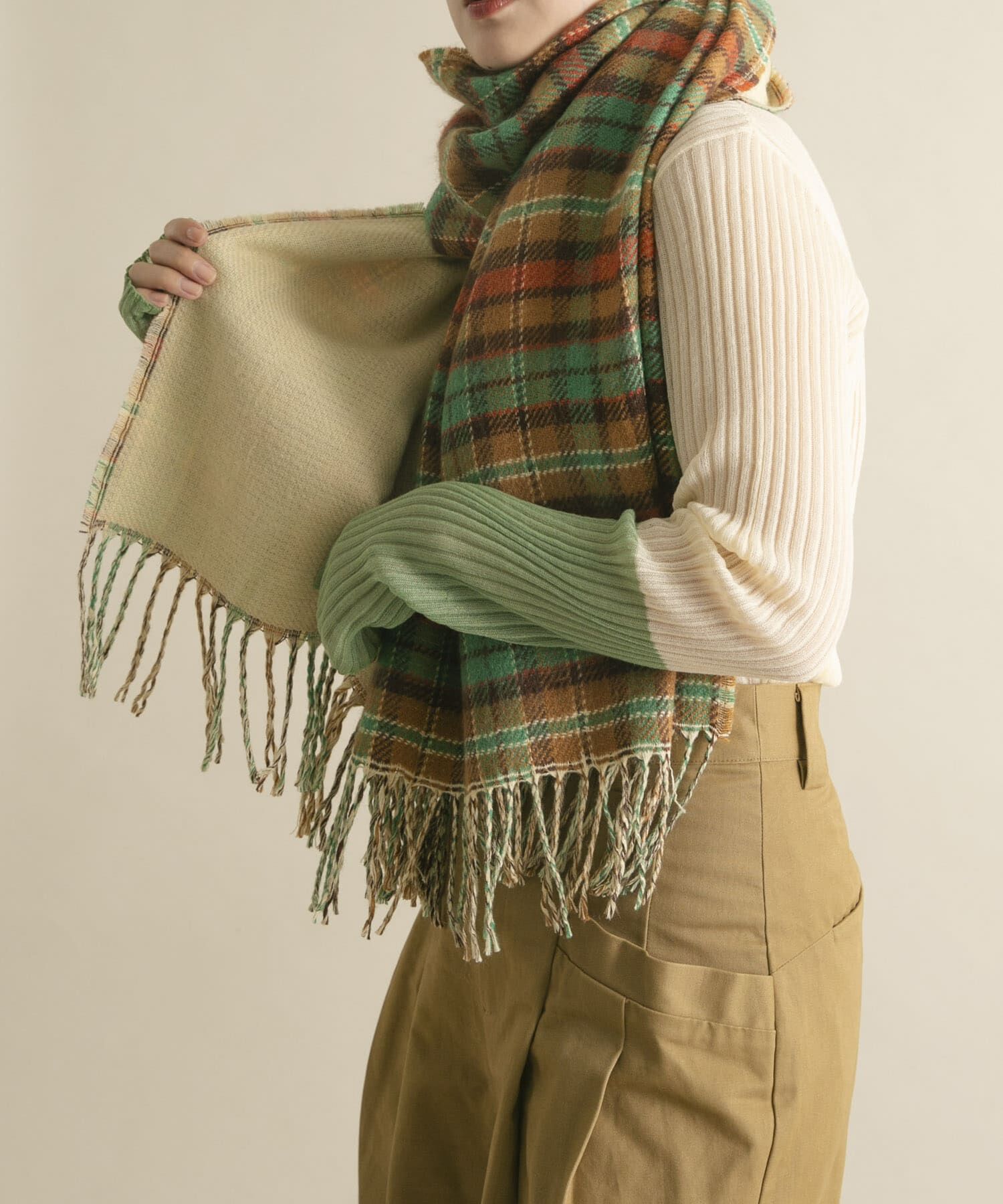  「リバーシブルチェックストール」|マフラー|