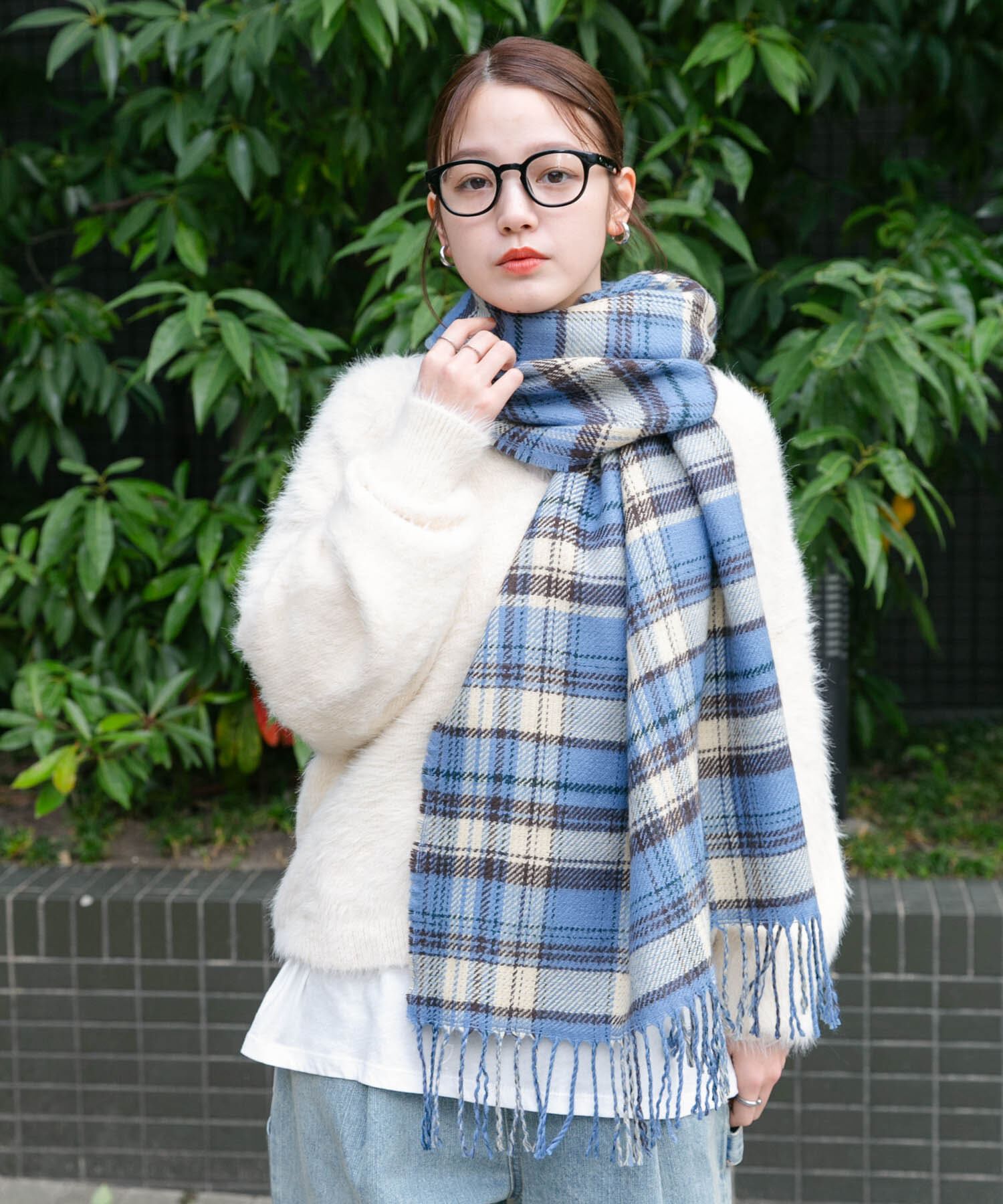  「リバーシブルチェックストール」|マフラー|