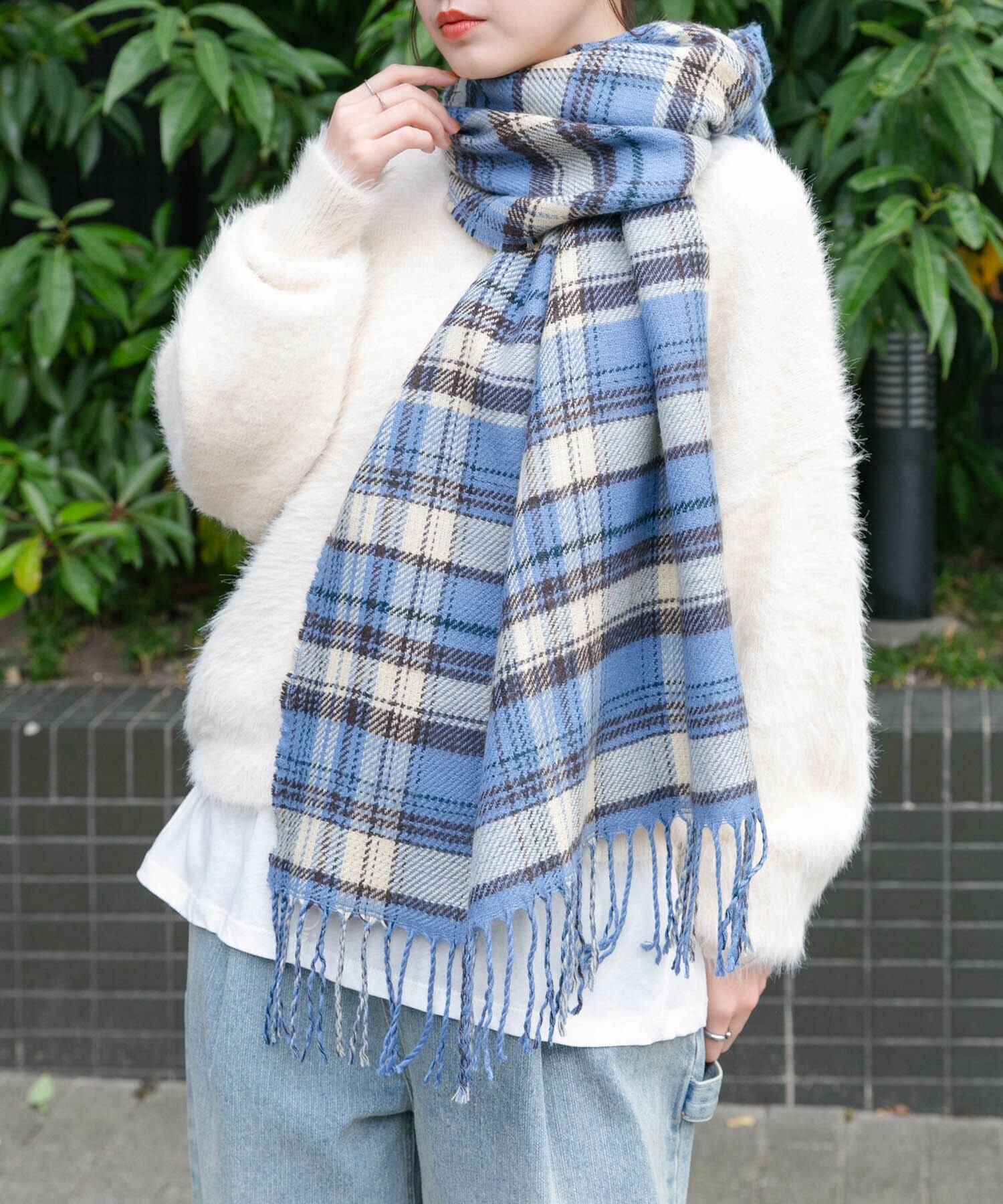  「リバーシブルチェックストール」|マフラー|