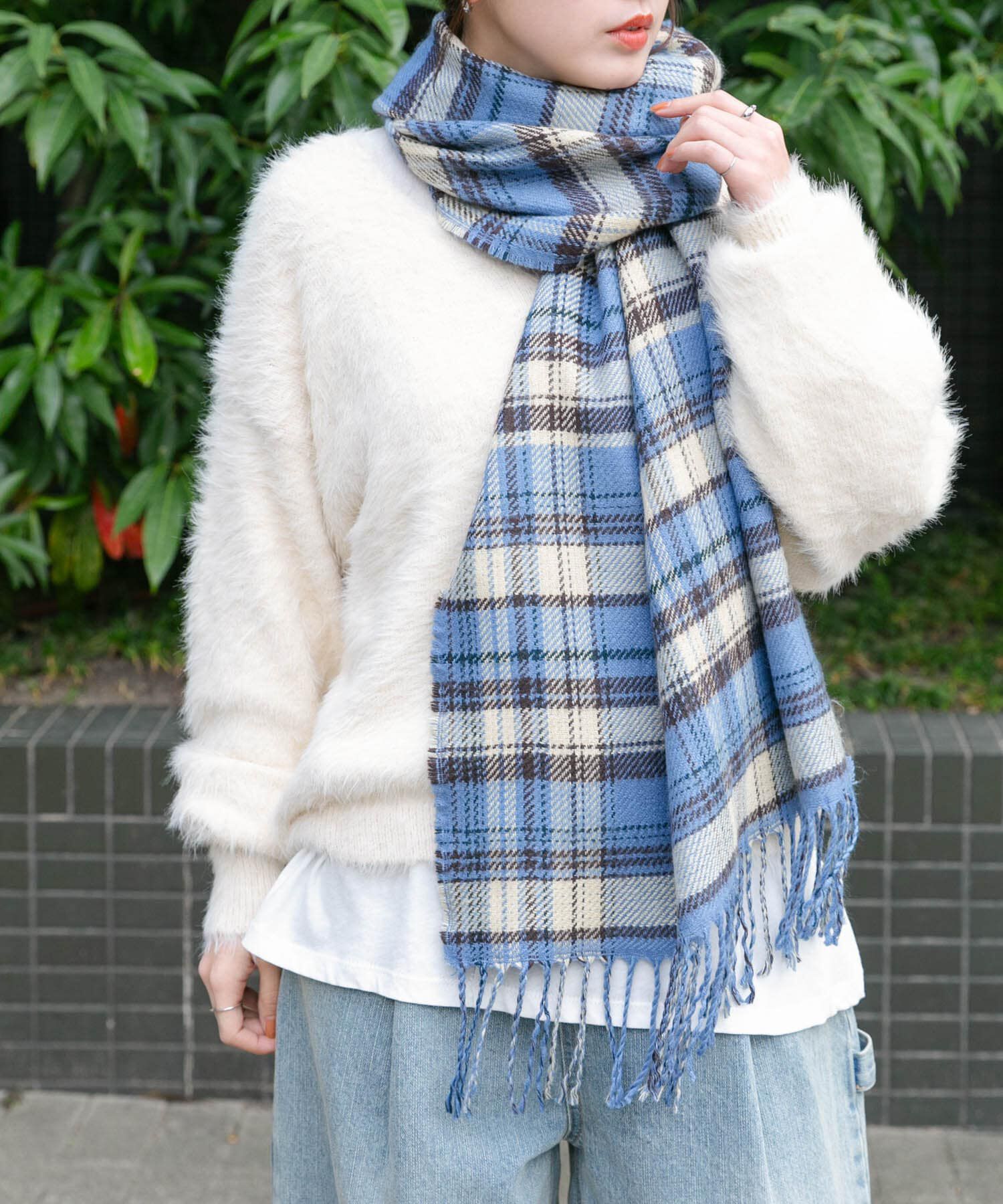  「リバーシブルチェックストール」|マフラー|