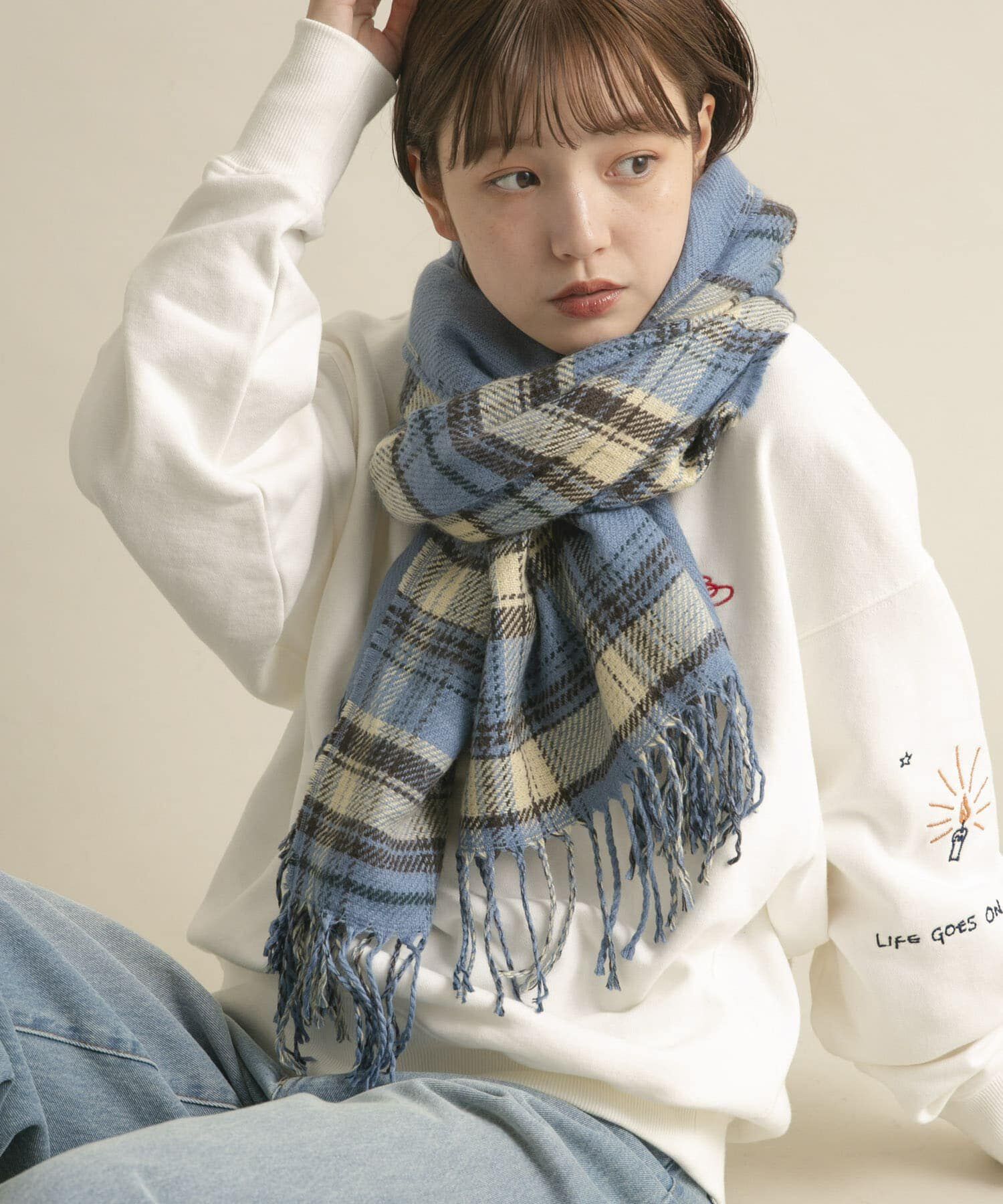 「リバーシブルチェックストール」|マフラー|