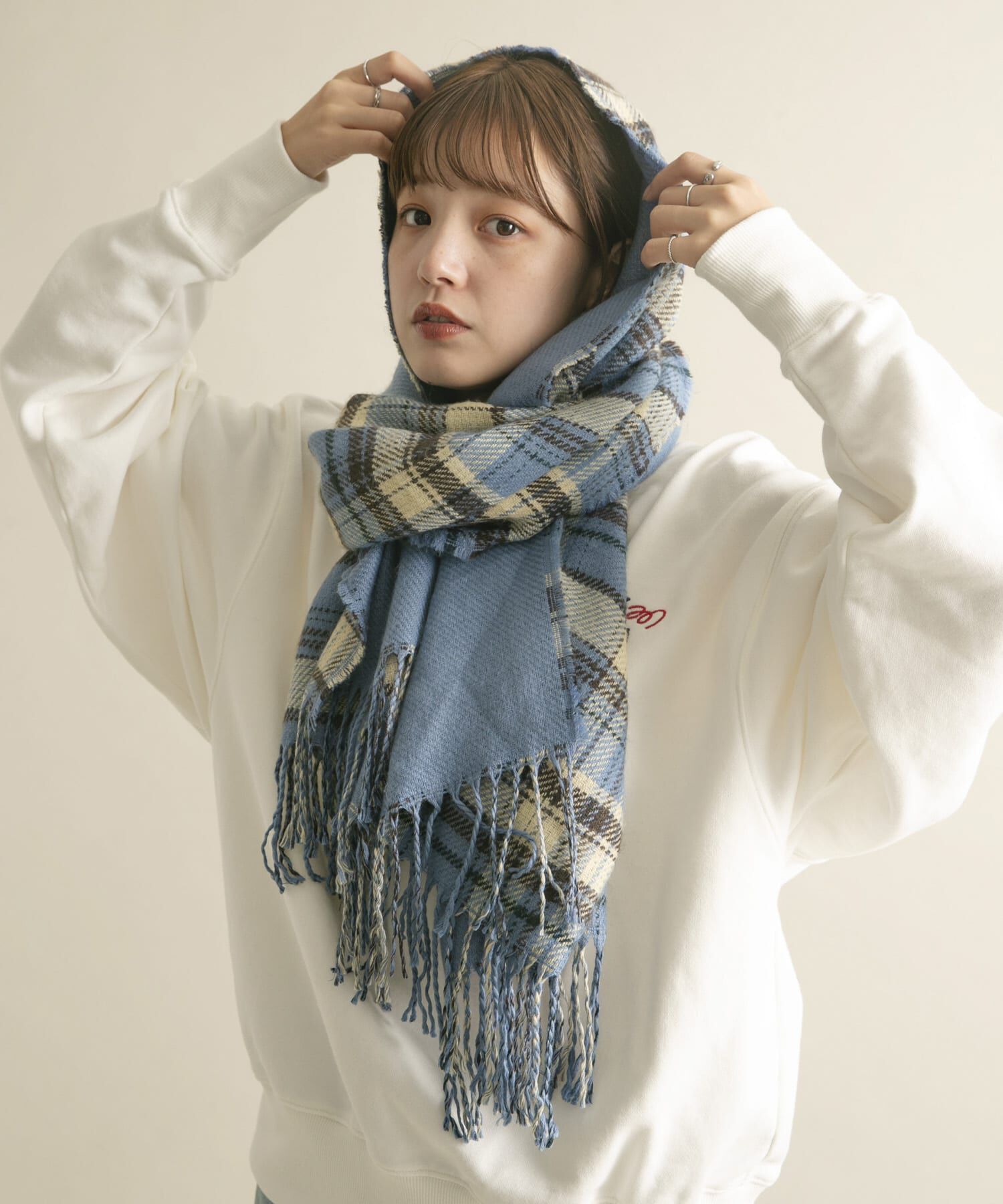  「リバーシブルチェックストール」|マフラー|