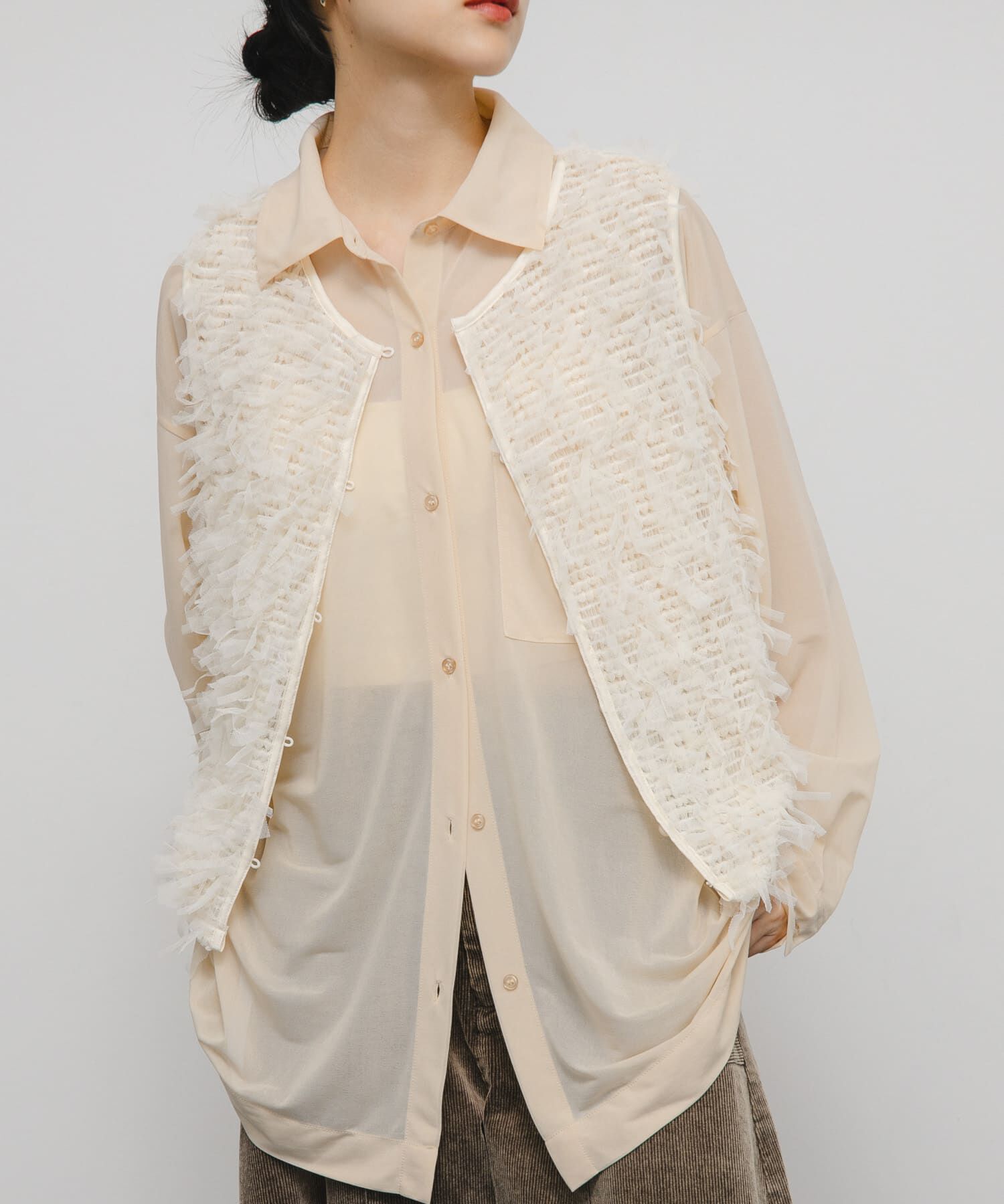  「チュールフリンジトップス」|ベスト・ジレ|