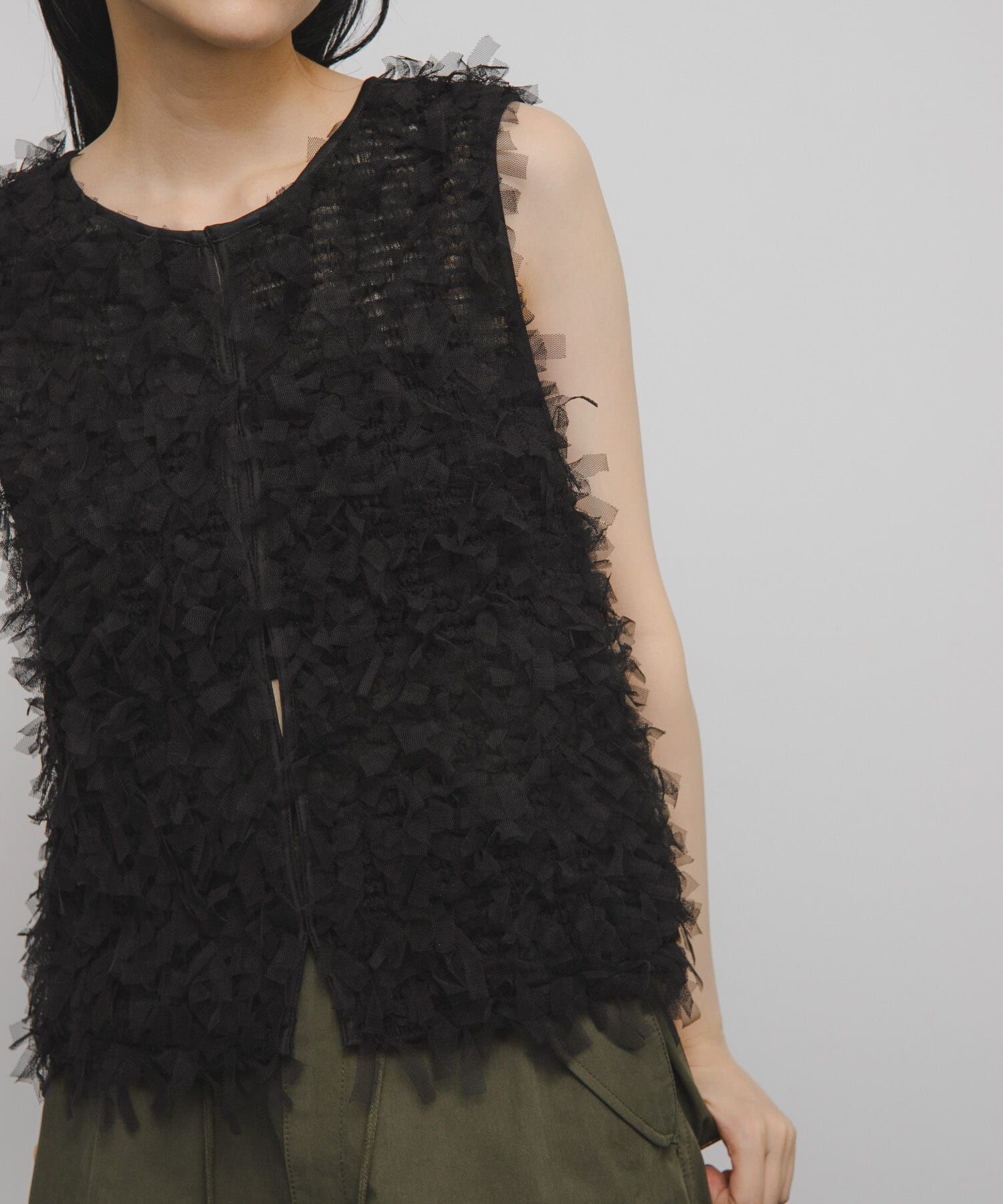  「チュールフリンジトップス」|ベスト・ジレ|