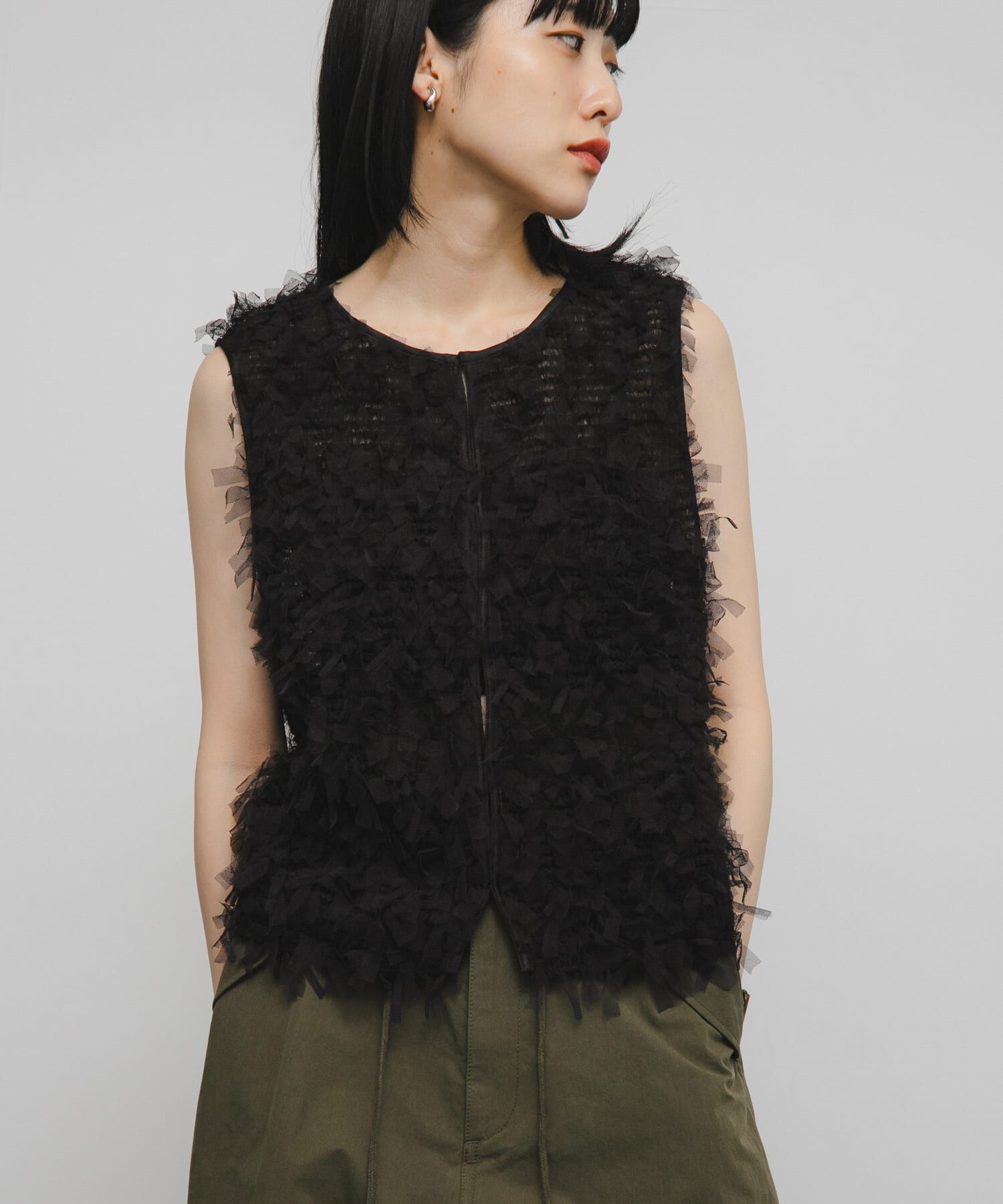  「チュールフリンジトップス」|ベスト・ジレ|
