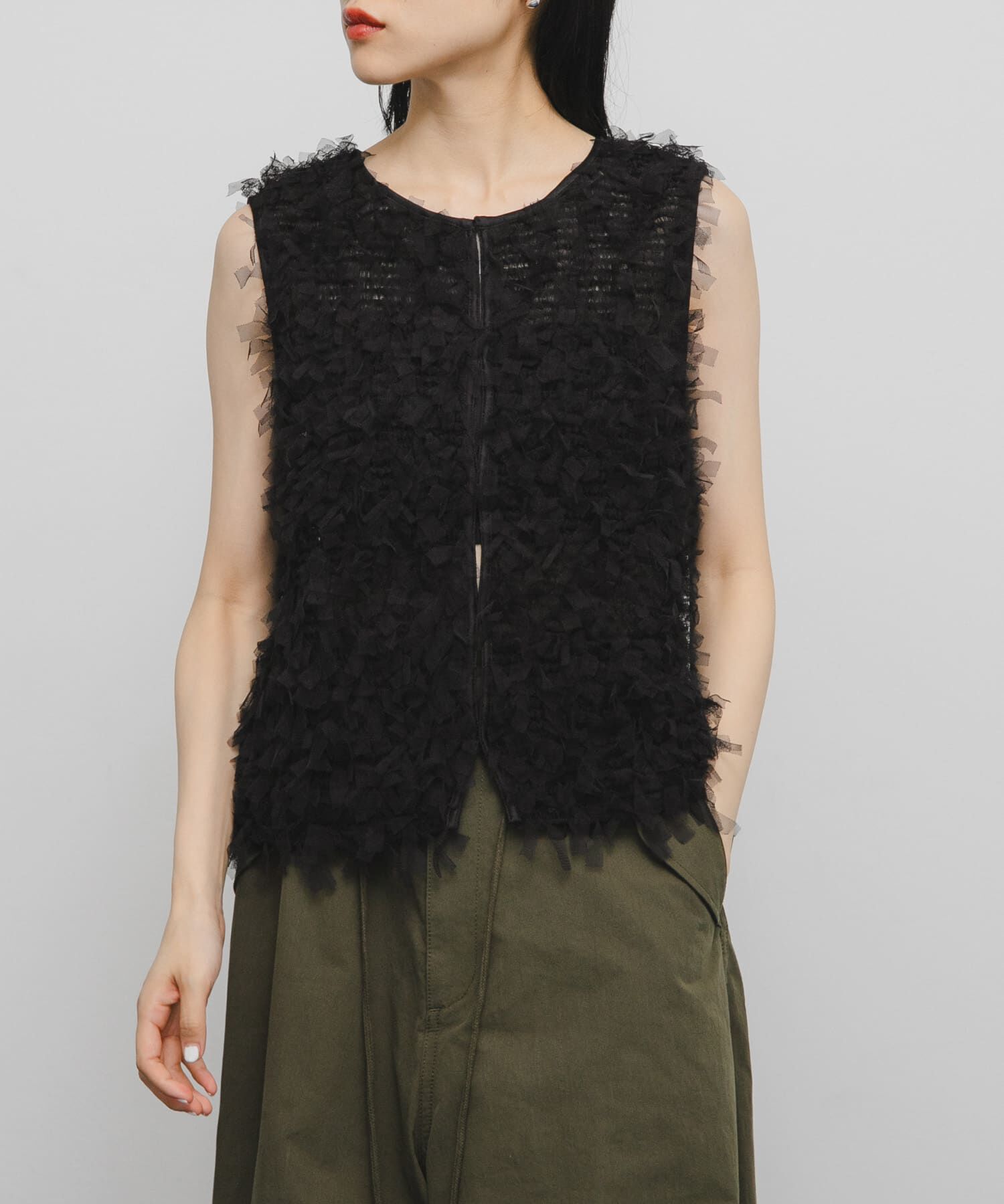  「チュールフリンジトップス」|ベスト・ジレ|